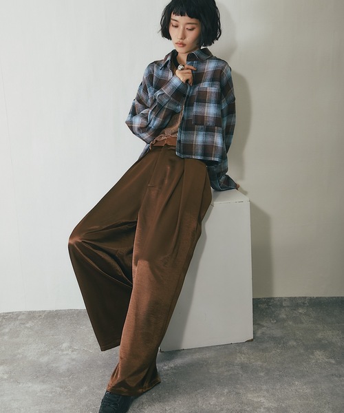 パンツ サテンタックワイドパンツ レディース | ブランド登録なし | 20