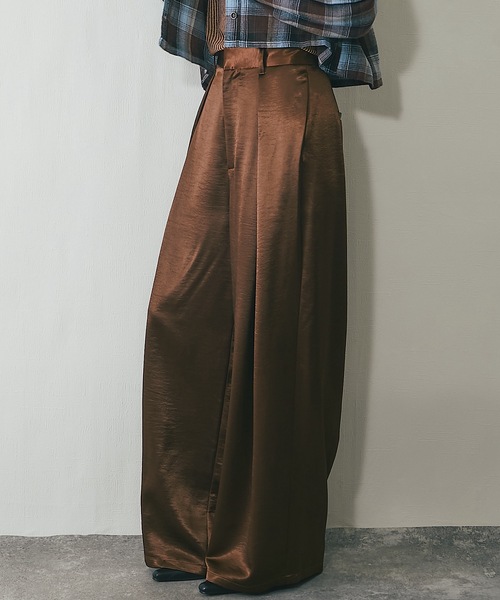 パンツ サテンタックワイドパンツ レディース | ブランド登録なし | 22