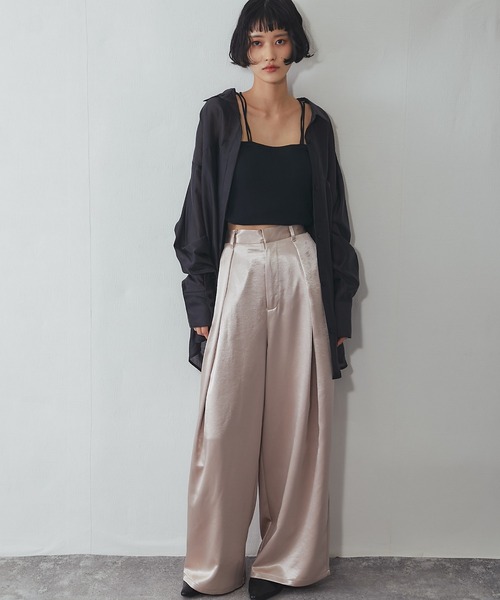 パンツ サテンタックワイドパンツ レディース | ブランド登録なし | 11