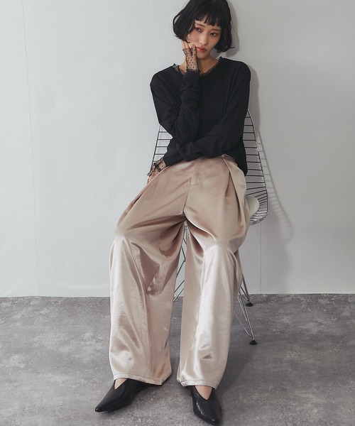 パンツ サテンタックワイドパンツ レディース | ブランド登録なし | 16