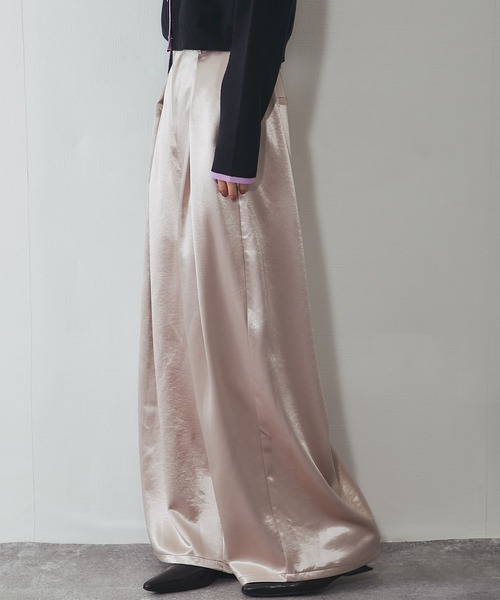 パンツ サテンタックワイドパンツ レディース | ブランド登録なし | 07
