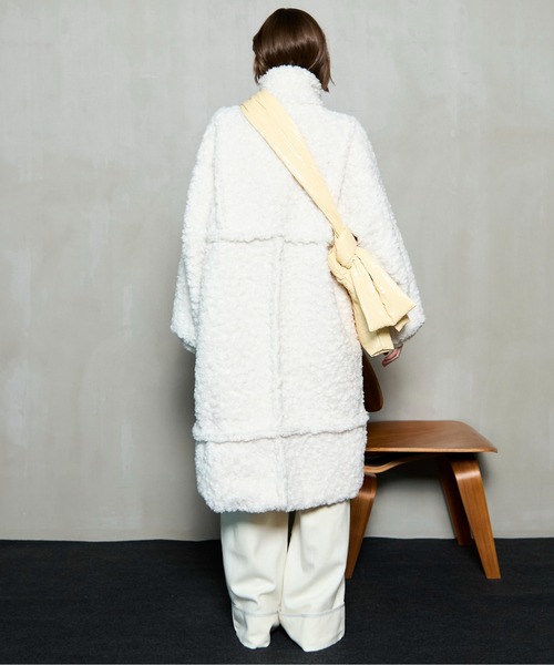 コート アウター Cut Off High Neck Boa Coat / カットオフハイネックボアコート レディースの画像