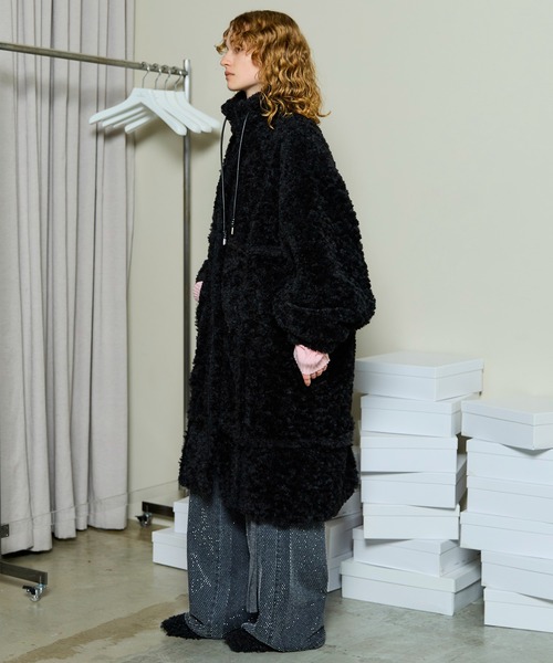 コート アウター Cut Off High Neck Boa Coat / カットオフハイネックボアコート レディースの画像