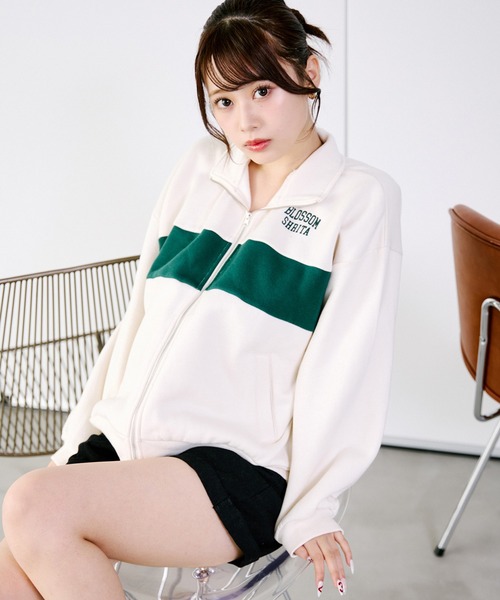 shrita（シュリータ） トレーナー 配色ライン裏起毛ZIPジャケット