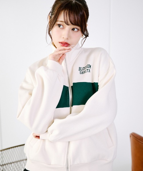 shrita（シュリータ） トレーナー 配色ライン裏起毛ZIPジャケット