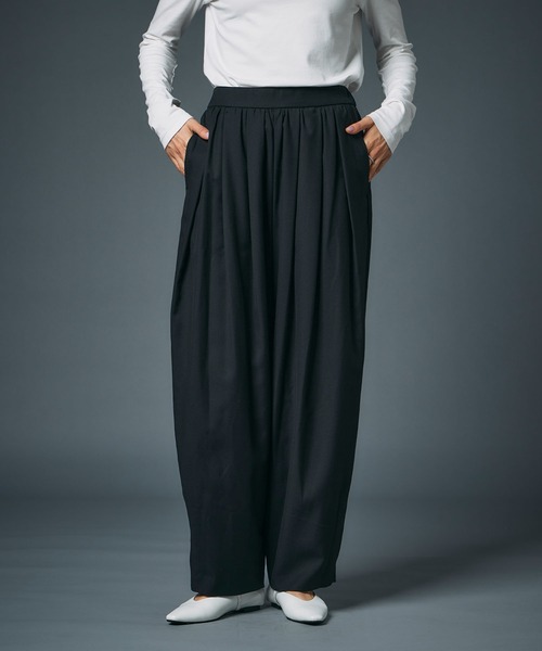 N.O.R.C パンツ ウールライクボリュームドロストパンツ レディース