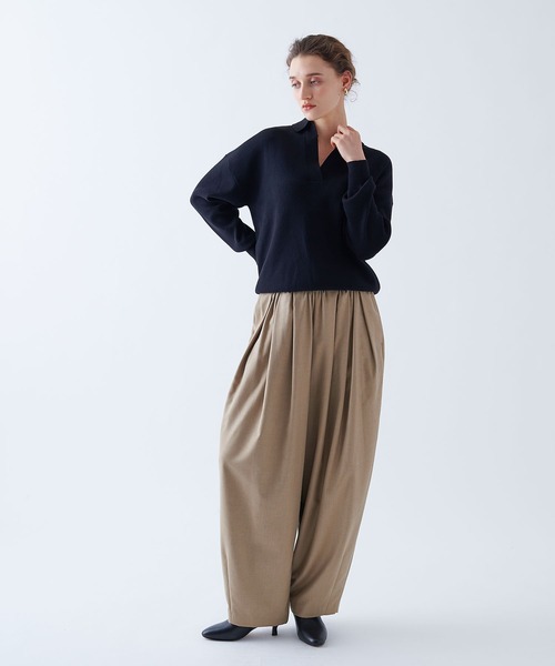 N.O.R.C パンツ ウールライクボリュームドロストパンツ レディース