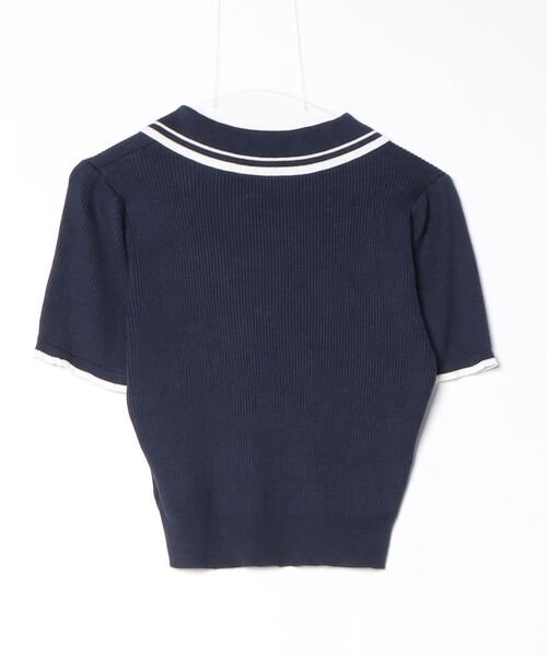「OLIVE des OLIVE」 半袖ニット FREE ネイビー レディース_画像2