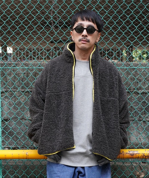 Aphlotus ブルゾン アウター ボアフリースジャケット メンズ