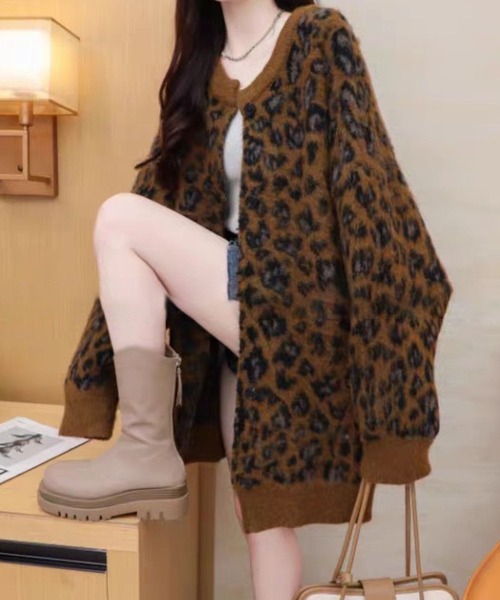 CADBURY（キャドバリー） カーディガン レオパード柄オーバーサイズ