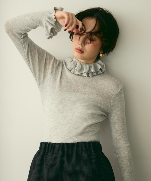 Trish（トリッシュ） ニット セーター フリルネックニットプルオーバー