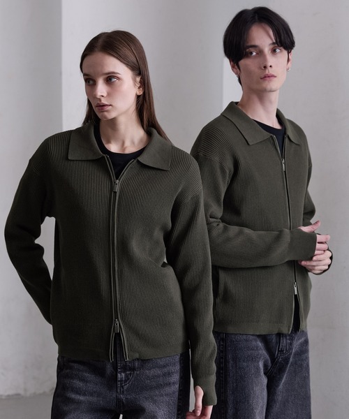 CLEL（クレイル） シャツ 「CLEL」Minimal Collar Drivers Knit Shirt