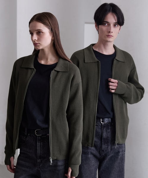 CLEL（クレイル） シャツ 「CLEL」Minimal Collar Drivers Knit Shirt