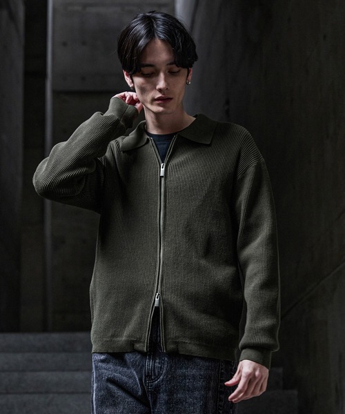 CLEL　ミニマルカラードライバーズニットシャツL CLEL（クレイル） シャツ 「CLEL」Minimal Collar Drivers Knit Shirt