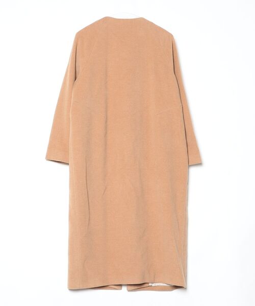 「SI-HIRAI」 ノーカラーコート LONG キャメル レディース_画像2