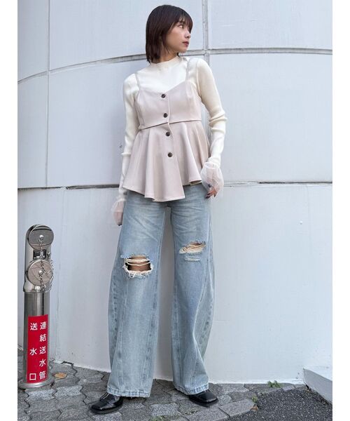 MURUA（ムルーア） ニット セーター 入学式 卒業式 チュールカフス