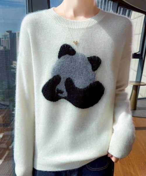 KNIT PICS 英国製 パンダ総柄ニット KNIT PICS 英国製 パンダ総柄ニット