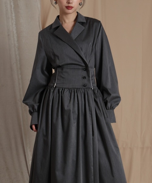 「LEANN MOMENT」 長袖ワンピース MEDIUM グレー レディース_画像8