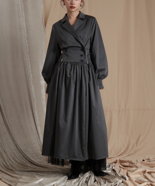 「LEANN MOMENT」 長袖ワンピース MEDIUM グレー レディース_画像9