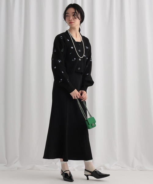 mysty woman（ミスティウーマン） アンサンブル 花刺繍ニット