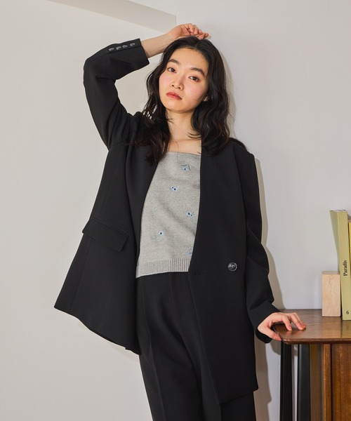mysty woman（ミスティウーマン） アンサンブル 花刺繍ニット
