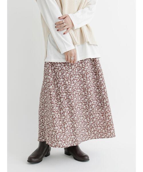 「Lugnoncure」 ロングスカート フリ- ブラウン レディース_画像4