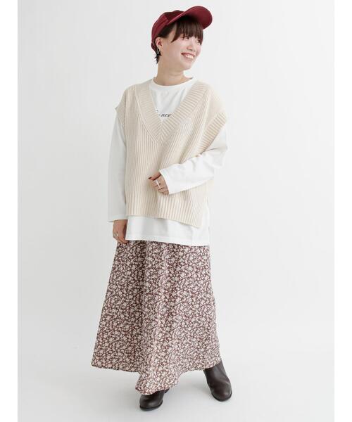 「Lugnoncure」 ロングスカート フリ- ブラウン レディース_画像5