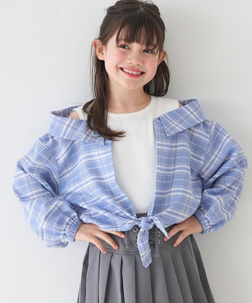 coca(コカ) tシャツ キッズ ドッキング肩あきチェックシャツ キッズ coca(コカ) tシャツ キッズ ドッキング肩あきチェックシャツ キッズ