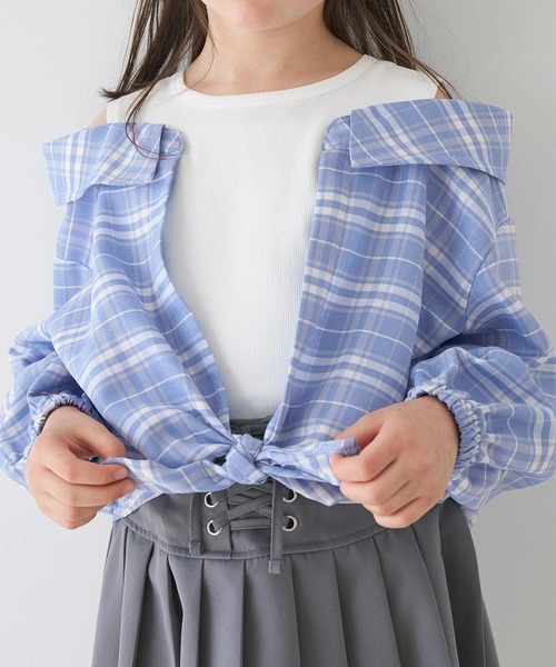 coca（コカ） tシャツ キッズ ドッキング肩あきチェックシャツ キッズ 