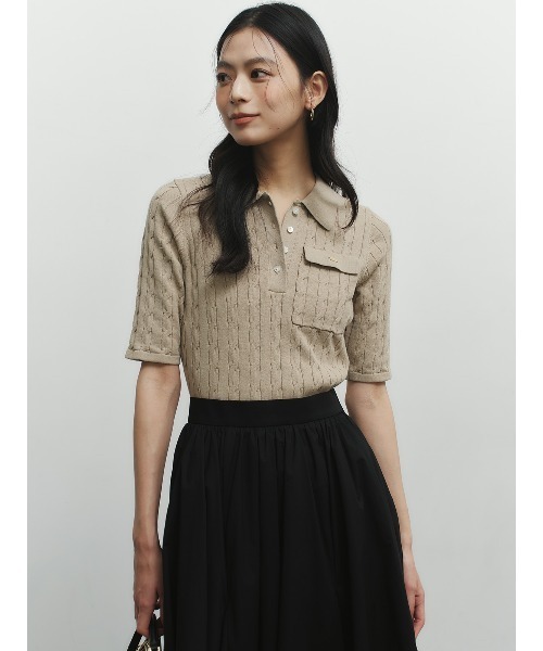 anuans（アニュアンス） ワンピース ケーブルポロニットドッキング