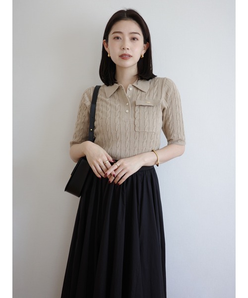 anuans（アニュアンス） ワンピース ケーブルポロニットドッキング