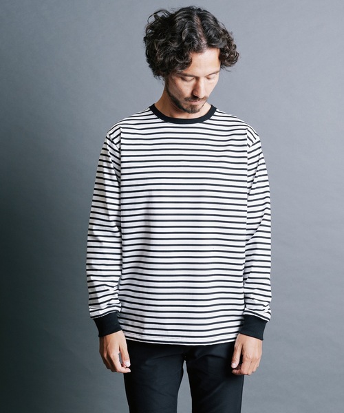 「Magine」 長袖Tシャツ 44 ブラック×ホワイト メンズ_画像2