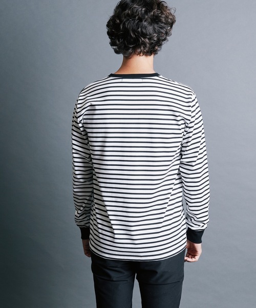 「Magine」 長袖Tシャツ 44 ブラック×ホワイト メンズ_画像4