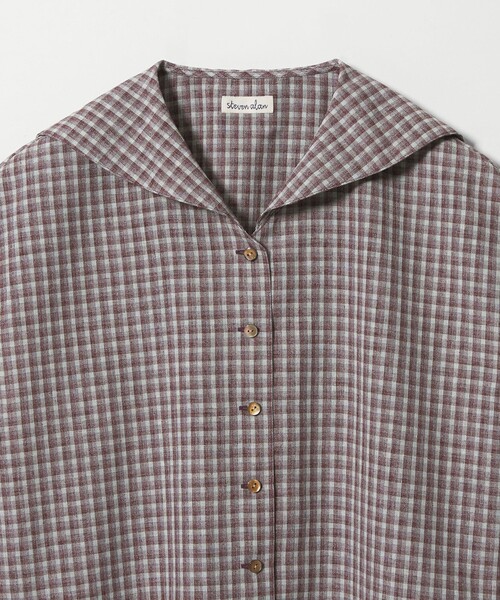 大人の品格　STEVEN ALAN　シャドーチェック　フレンチスリーブシャツ steven alan - 大人の品格 STEVEN ALAN シャドーチェック フレンチ