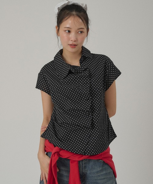 ブラウス シャツ gather design shirt blouse / ギャザーデザインブラウス レディースの画像