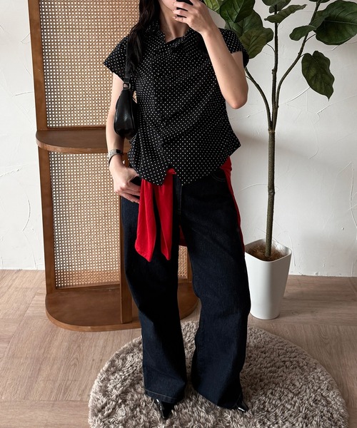 ブラウス シャツ gather design shirt blouse / ギャザーデザインブラウス レディースの画像