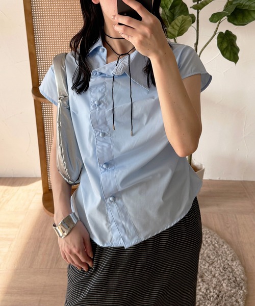 ブラウス シャツ gather design shirt blouse / ギャザーデザインブラウス レディースの画像