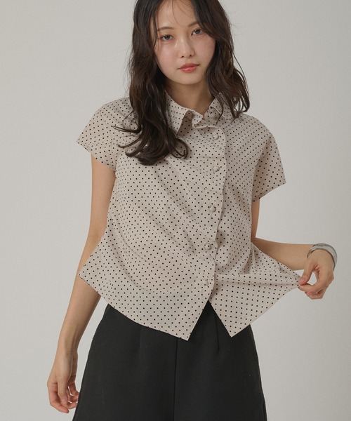 ブラウス シャツ gather design shirt blouse / ギャザーデザインブラウス レディースの画像