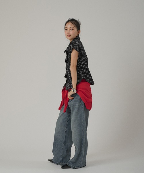ブラウス シャツ gather design shirt blouse / ギャザーデザインブラウス レディースの画像
