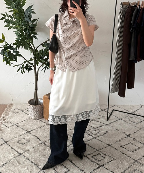 MUHET（ミュエータ） ブラウス シャツ 夏 半袖 gather design shirt