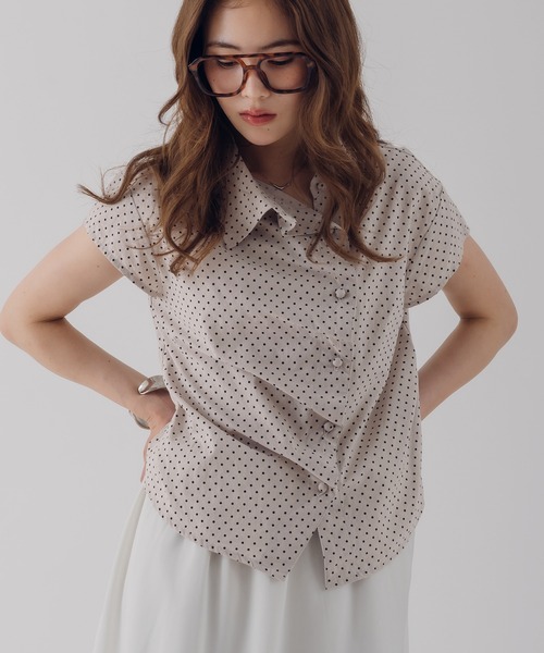 MUHET（ミュエータ） ブラウス シャツ 夏 半袖 gather design shirt 