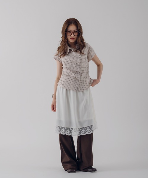 MUHET（ミュエータ） ブラウス シャツ 夏 半袖 gather design shirt