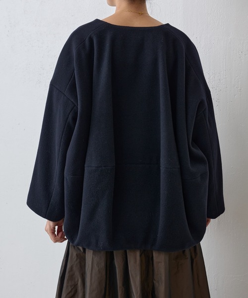 「BEARDSLEY」 ノーカラージャケット S ライトグレー レディース_画像3