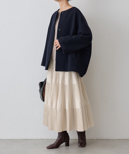 「BEARDSLEY」 ノーカラージャケット S ライトグレー レディース_画像8