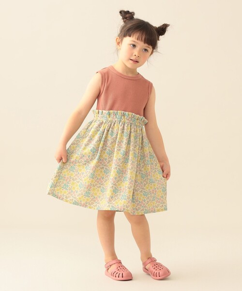 BEAMS mini（ビームス ミニ） ワンピース フラワー 切替 ノースリーブ
