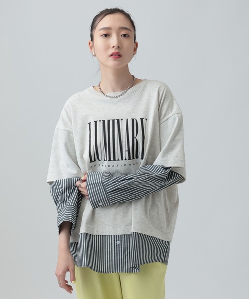 レプシィム LEPSIM 布帛レイヤードBIGTEE グレー LEPSIM（レプシィム） tシャツ 布帛レイヤードBIGTEE 645476