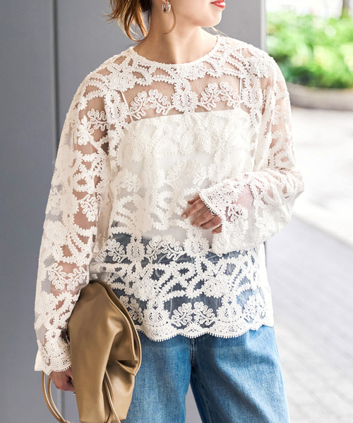 Spick and Span♡コードエンブロイダリーチュールブラウス Spick＆Span（スピック アンド スパン） ブラウス シャツ 「WEB限定