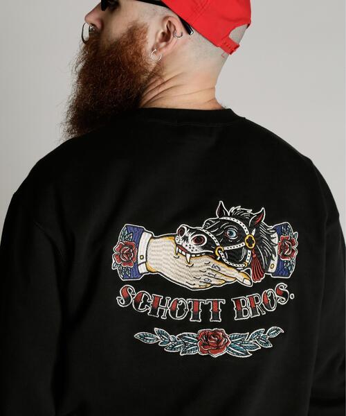 Schottショット　ハーフスナップスウェット　ピンナップバックプリント Schott N.Y.C（ショット） トレーナー スウェット Schott/ショット