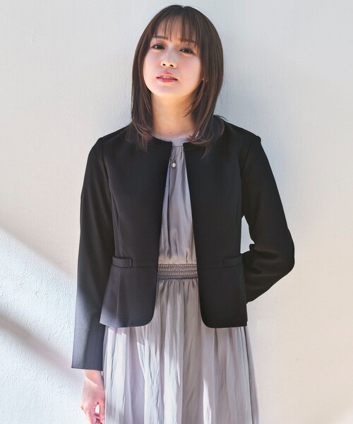 「ANY SIS」 ノーカラージャケット 0 ベージュ レディース_画像5