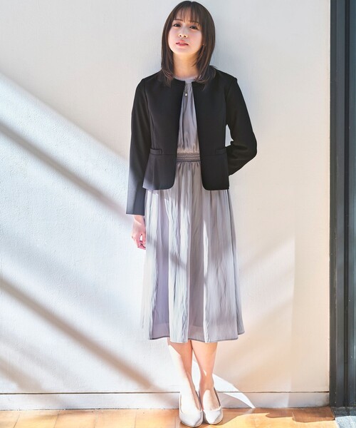 「ANY SIS」 ノーカラージャケット 0 ベージュ レディース_画像6